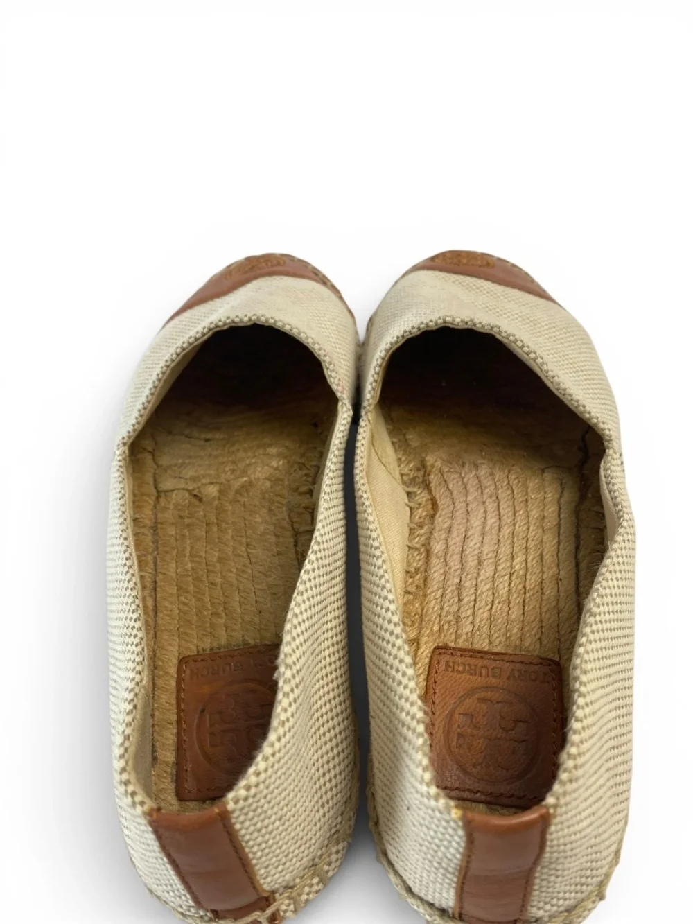 Tory Burch Color Block Canvas and Napa Espadrilles in Natural and Tan Size 7.5